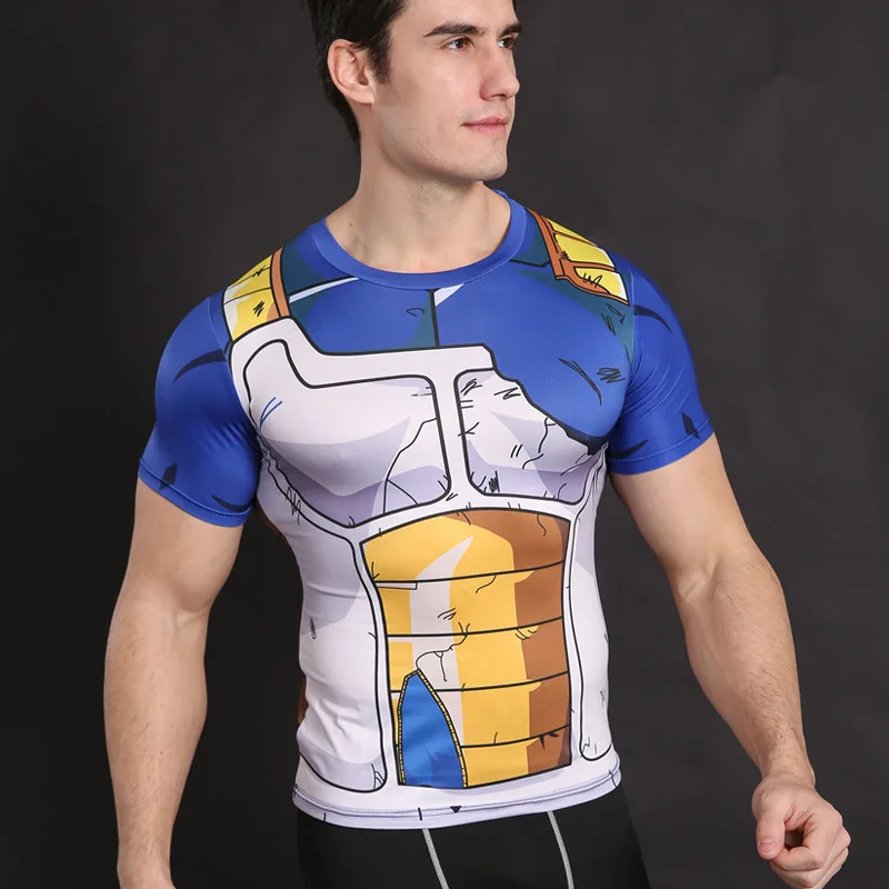 Новые футболки с 3D анимацией футболка коротким рукавом Saiya Vegeta Goku принтом