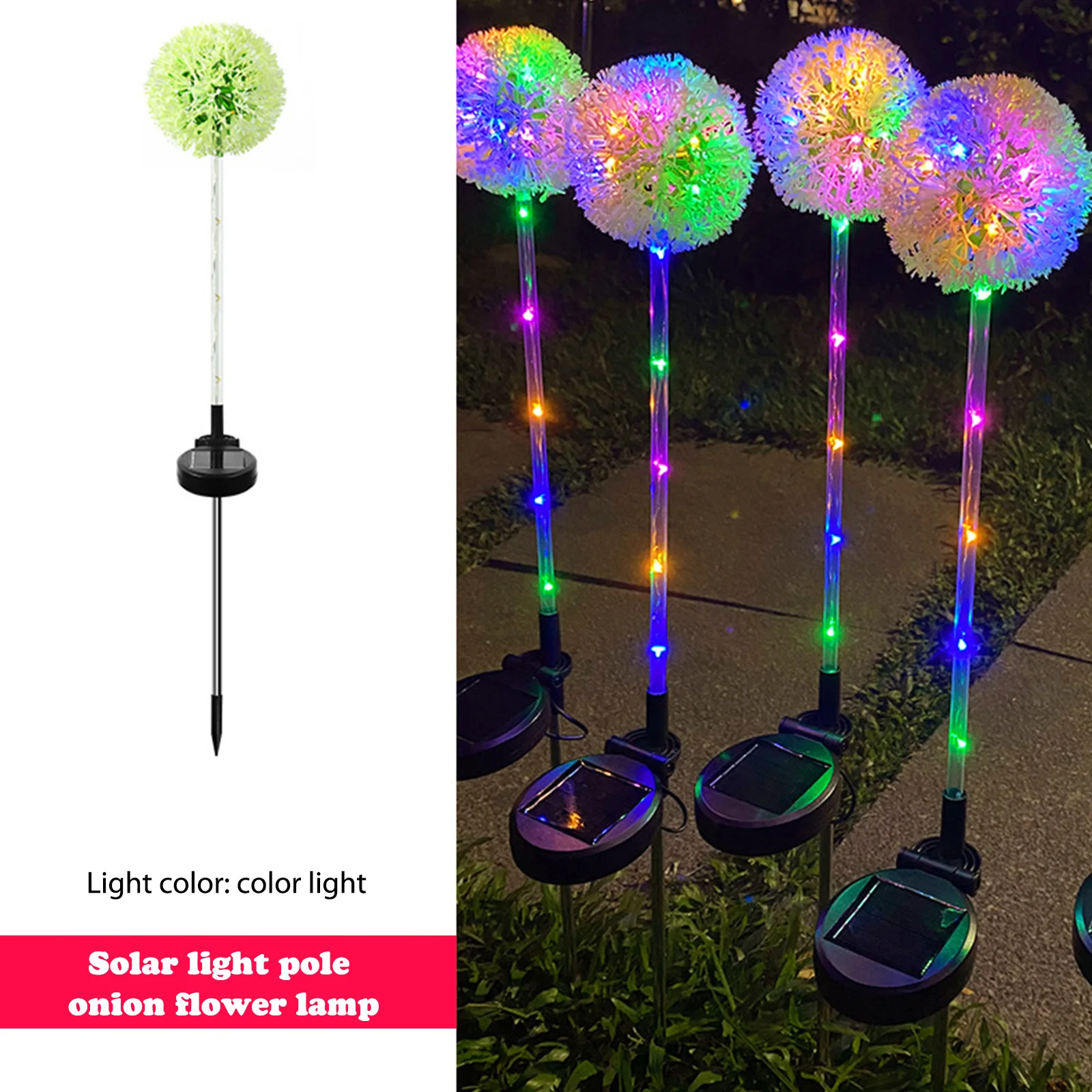 

1/2pcs Solar Powered Stake Light 2 Modes LED Stake Lawn Lights IP65 Waterproof for Yard Path Dandelion Shaped Outdoor Lighting
