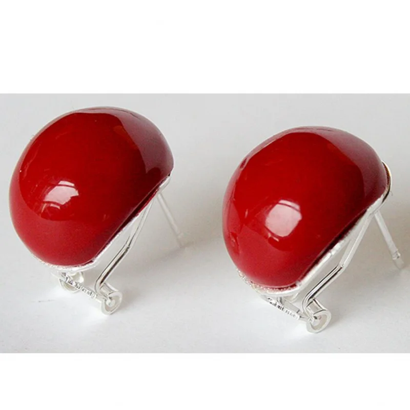

Лидер продаж, очаровательные серьги из серебра 925 пробы с красными коралловыми бусинами 18 мм, Женская Модная бижутерия