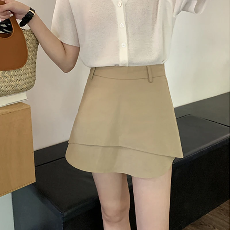 Irregular Women's Design Skirt 2022 Summer Korean Style High Waist Skirt Solid Color Women Slim A-Line Skirt Women's Clothing