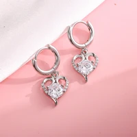 temperament heart zircon crystal copper earrings for women wedding party dangle earring jewelry whole sale