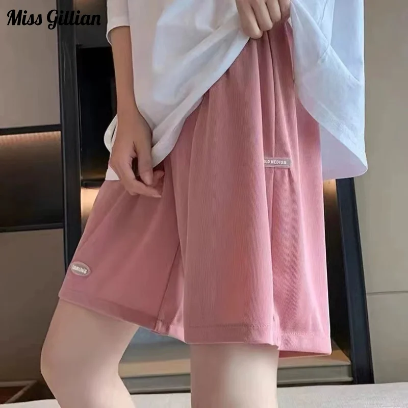 

Спортивные шорты женские с широкими штанинами, Повседневные базовые штаны для фитнеса, розовые спортивные штаны, лето 2023, женские шорты для йоги, для спортзала