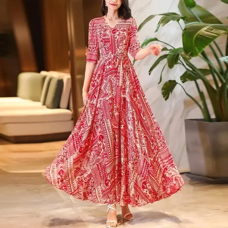 Женский пуловер с V-образным вырезом коротким рукавом и цветочным принтом