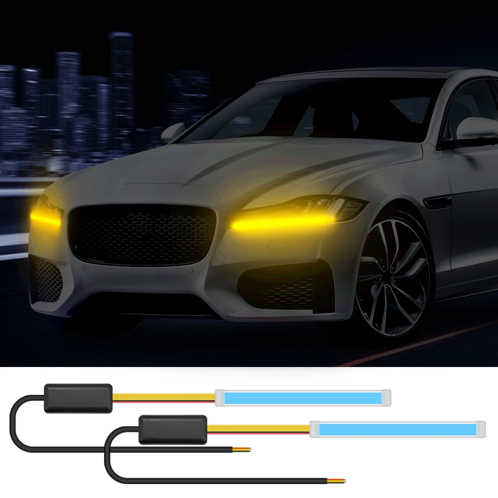 

Universal Daytime Running Light Turn Signals 2Pcs/set 30 45 60cm Flexible Soft Tube Lamp DRL Car LED Strips