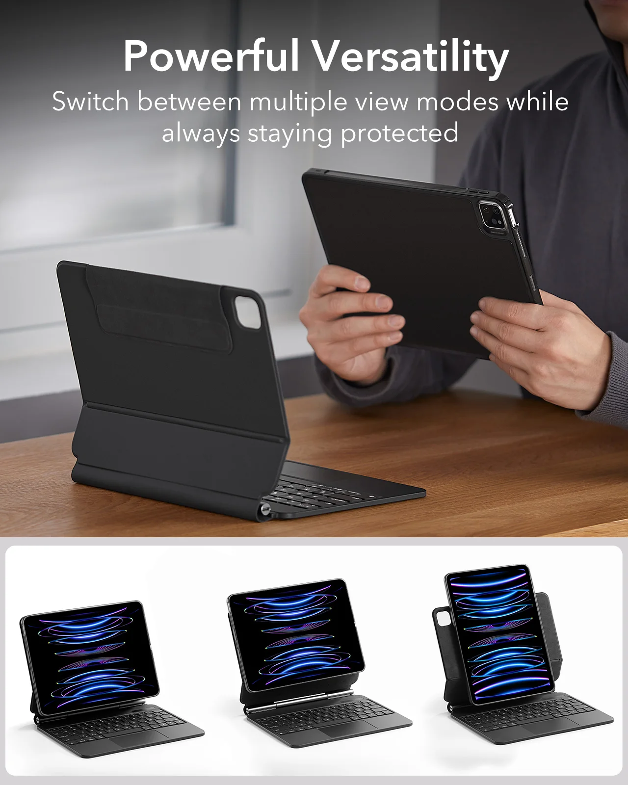 Фото Чехол-клавиатура ESR Magic Keyboard для iPad Pro 11 дюймов (4-го/3-го/2-го/1-го поколения) с немецкой раскладкой, также подходит для iPad Air 4 и Air 5 №3
