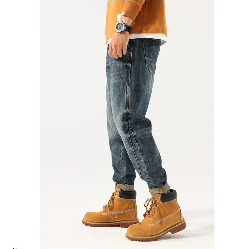 Streetwear Men 2022 Autumn New Style Loose Straight Cylinder Blue Jeans Vintage Chaopai Fashion Comfortable Haren Pants Female