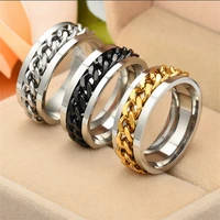 new simple transfer jewelry men and women titanium steel rotatable beer bottle chain link personality domineering ring
