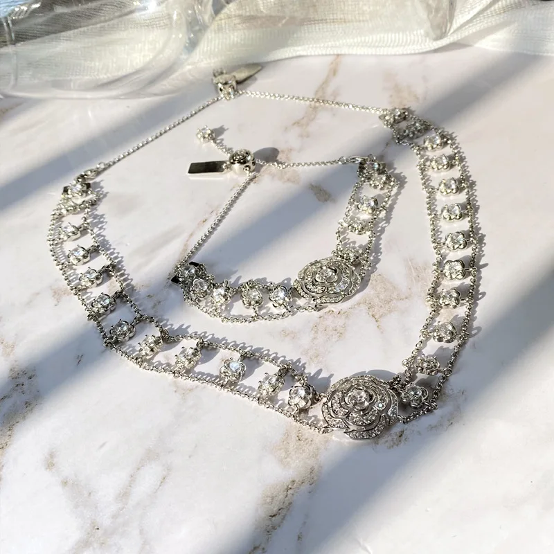 

Classic Style Camellia Necklace Advanced Design Rose Bracelet evil eye designer charms rhinestone pendants