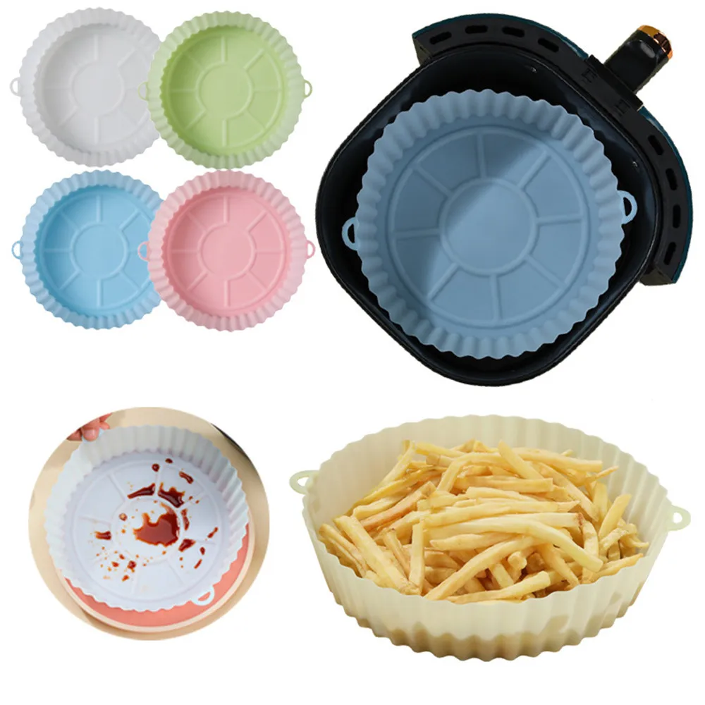 

AirFryer Silicone Pot 7inch Air Fryers Oven Baking Tray Fried Pizza Chicken Basket Mat Round Replacemen Grill Pan Accessorie
