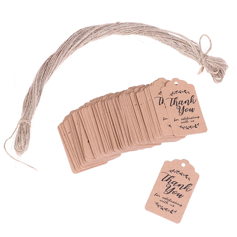 

100pcs DIY Kraft Paper Gift Tags Baking Printed Tag Celebrating Labels Handmade Wedding Party Decoration Packaging Hang Paper