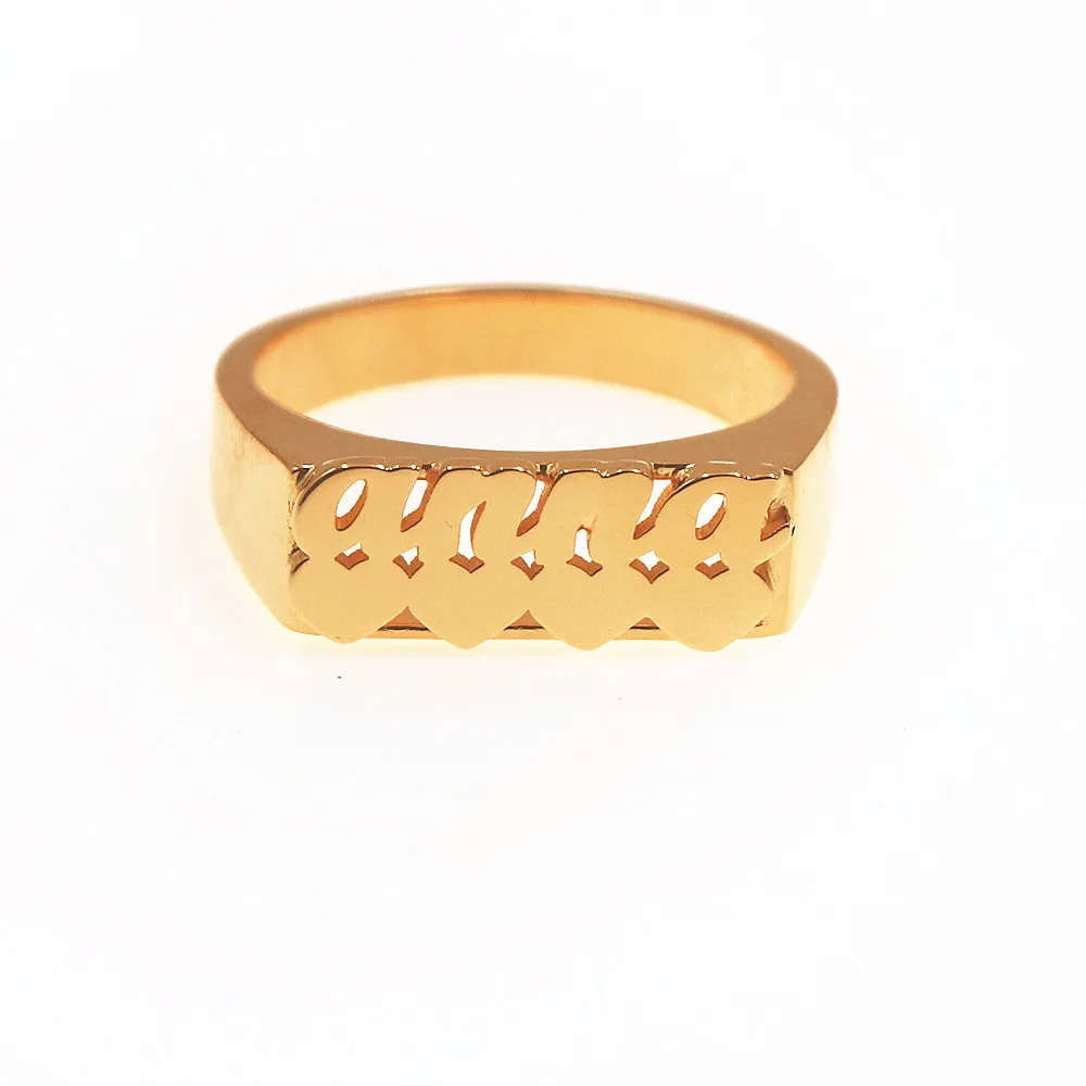 Chunky Name Heart Rings Personalized Jewelry Custom Name Rings For Mom Handmade Bijoux Femme Anillos Mujer Best Friends Gift