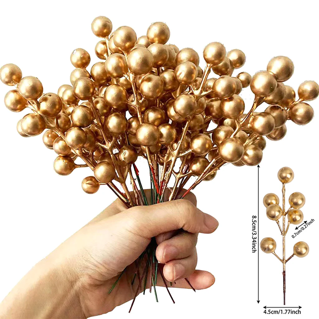 

Искусственные ягоды падуба мини красные, серебряные, золотые