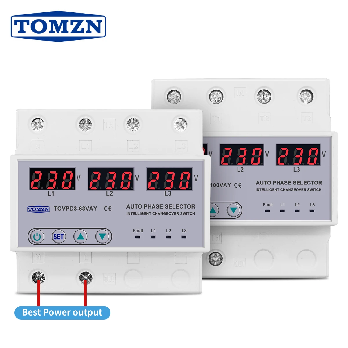

TOMZN Фазовый селектор 3P+N 220В 63/100A с защитой от перенапряжения и пониженного напряжения