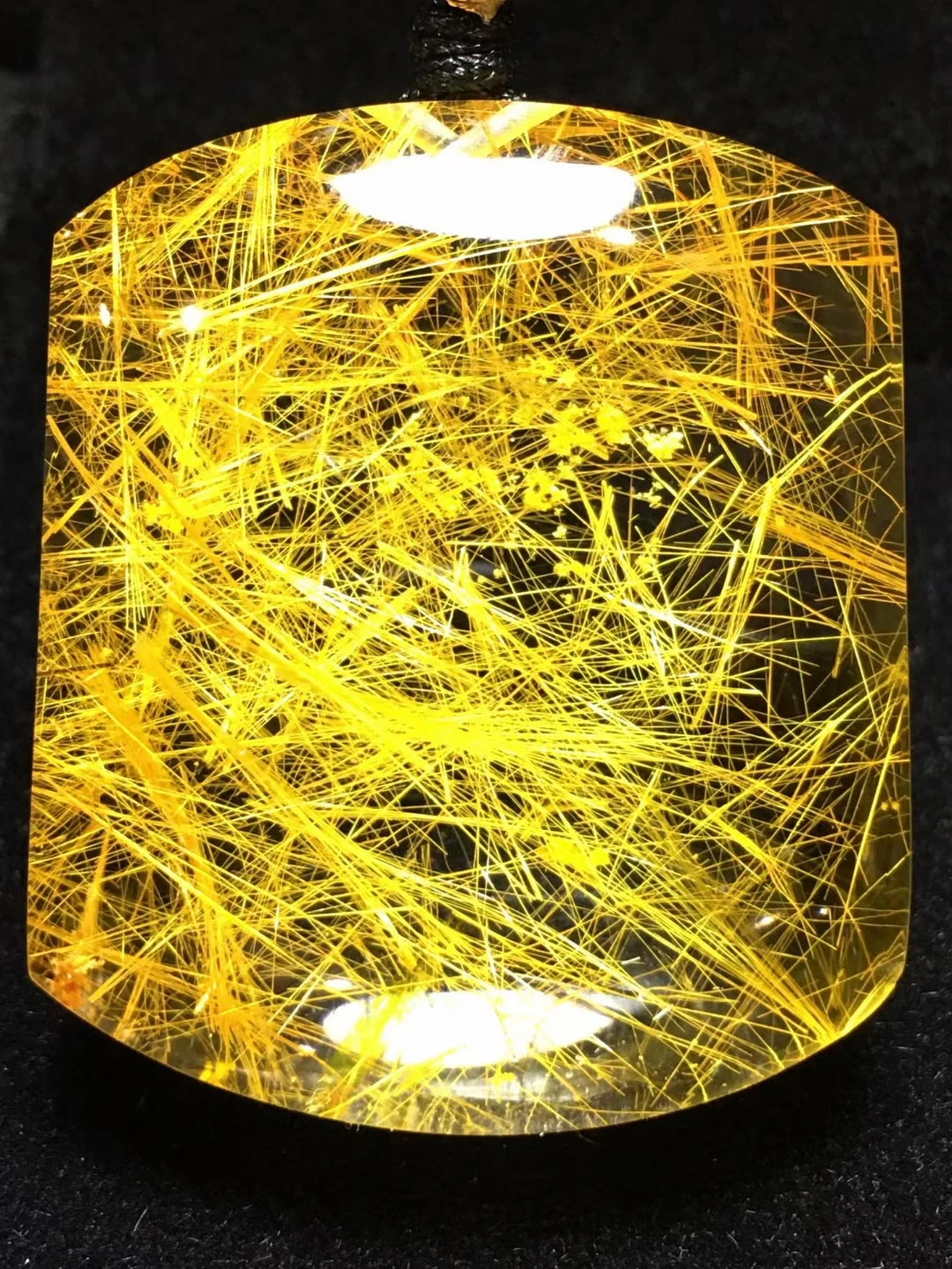 

Natural Gold Rutilated Quartz Pendant Necklace 37.8*32.8*13.8mm Rectangle Beads Rutilated Gold Women Men Jewelry AAAAAAA