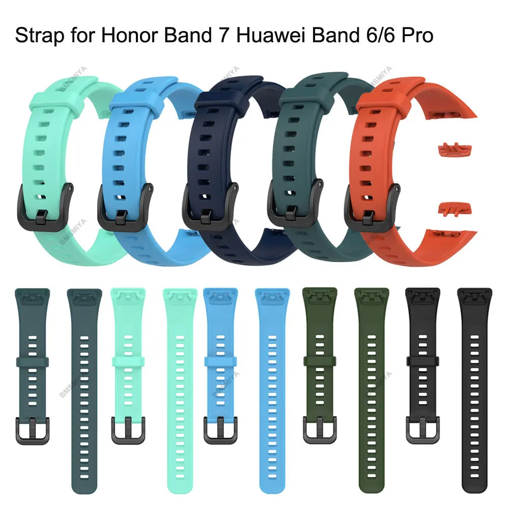 Силиконовый ремешок для смарт-часов Huawei Band 6/6 Pro цвет в ассортименте