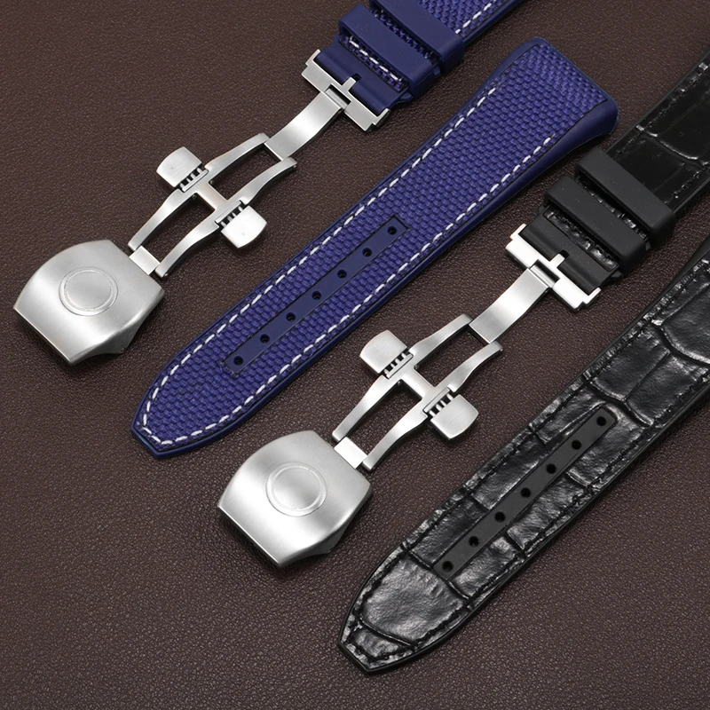 Nylon Silicone Watchband Replaces Frank Muller V45/Blue Yacht Series Genuine Leather Rubber Strap