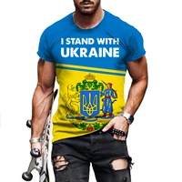 2022 summer new ukraine flag mens t shirts oversized loose clothes vintage short sleeve fashion letters printed o collared tshir