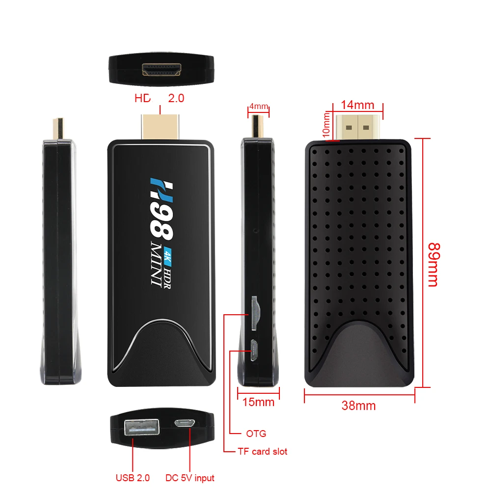 4K Smart TV Stick H98 MINI Allwinner H616 Android 10 ТВ-приставка Четырехъядерный 4 ГБ 32 ТВ-приемник 2 4G 5G
