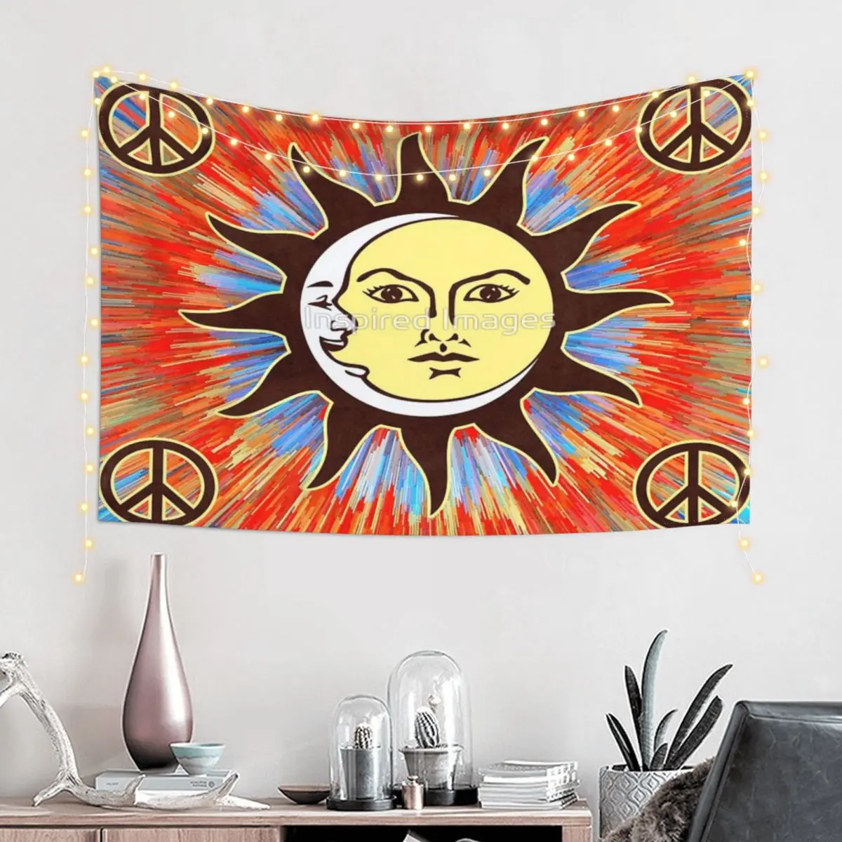 

Peace Sign Bohemian Hippie Festival Wall Decor Tapestry Indoor Etc. Birthday Gift Polyester Bedspread Odorless Multi Style