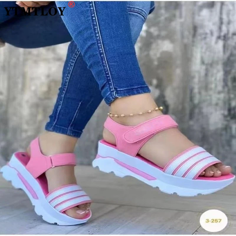 Summer Slip on Women Wedges Sandals Platform High Heels Fashion Open Toe Ladies Casual Shoes Promotion Slides Slippers |