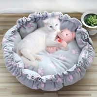 soft cat bed fluffy adjustable cat cushion round warm cats sleeping basket comfortable touch cats mat lightweight pet dog bed