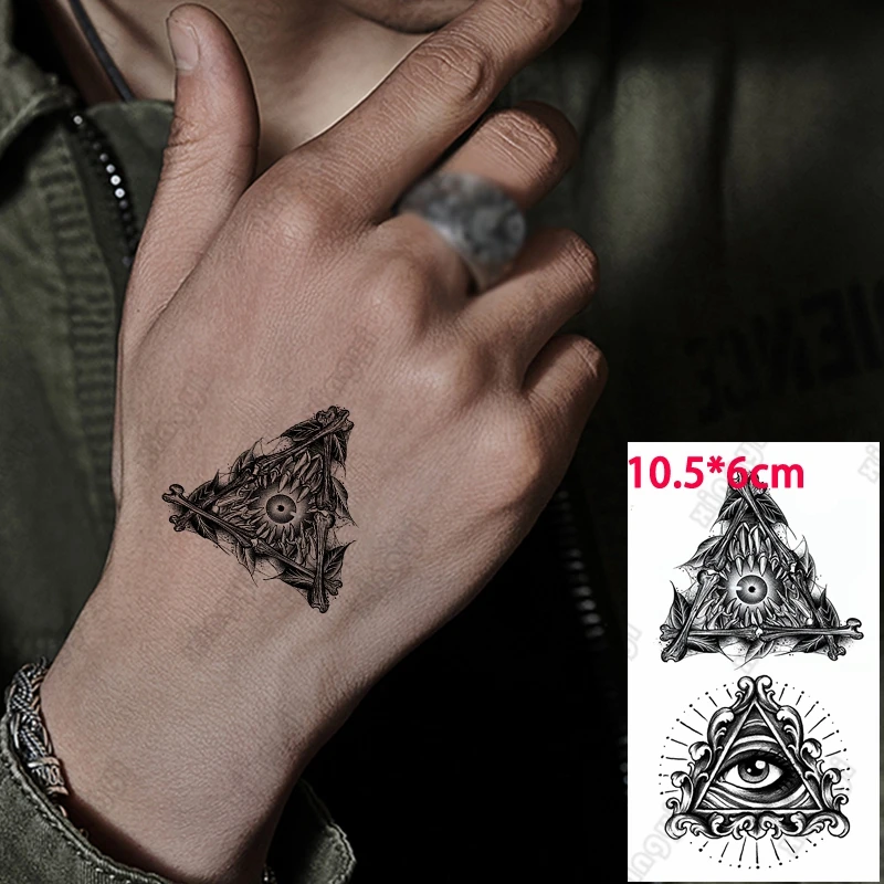 

Водостойкая временная татуировка, треугольные шипы для глаз, лист сова, крест, старое школьное сексуальное боди-арт, флэш-тату для женщин и м...