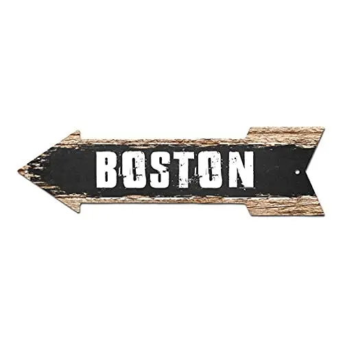 

Metal Arrow Signs Vintage Retro Road Street Signs Man Cave Decor Plaque Chic Sign Boston Arrow Art Metal Poster-Metal Tin Signs,