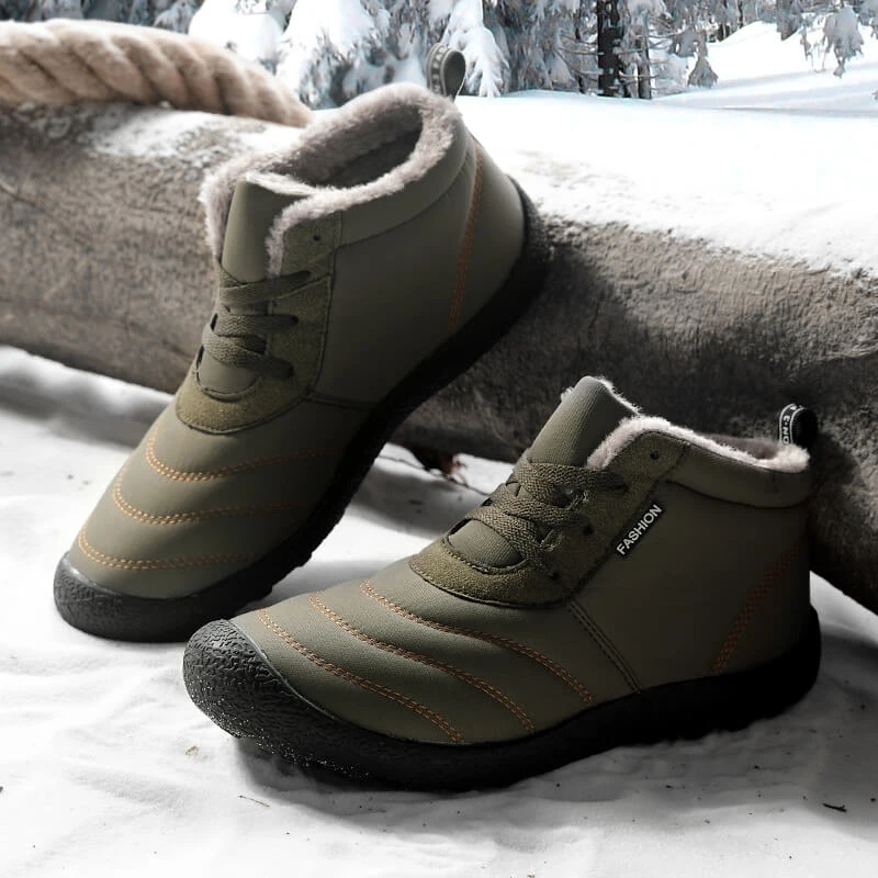 Winter Men Snow Boots Thicken Plush Lining Keep Warm Boots Waterproof Fabric Cotton-padded Shoes
