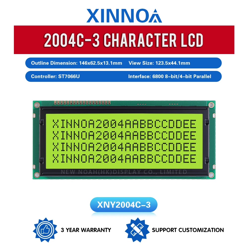 Желто-зеленая пленка 2004C-3 Большой символьный экран 20X4 Модуль символов 146*62 5 мм