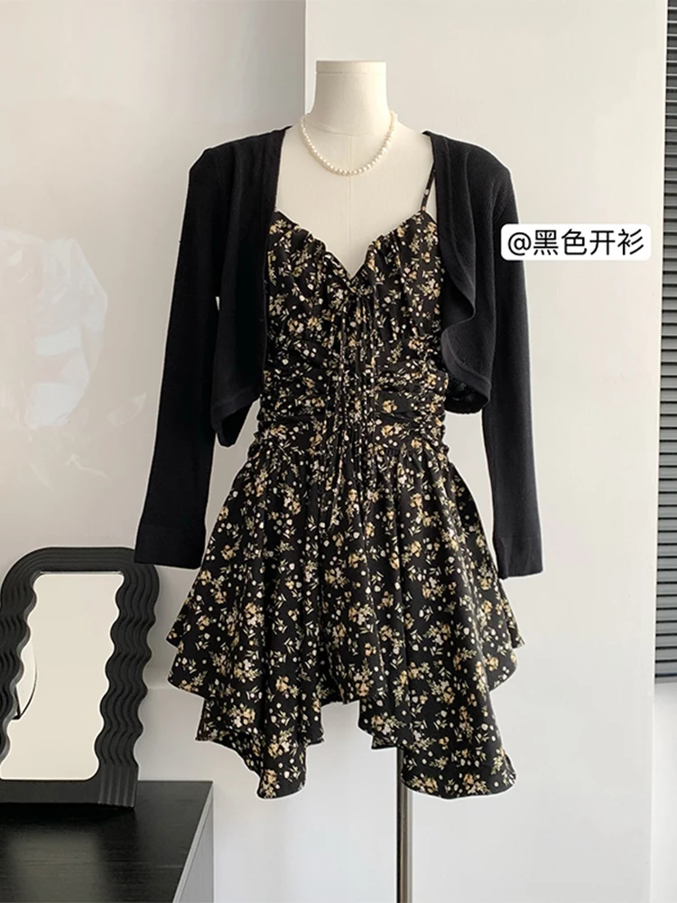 

Женское платье с цветочным принтом, асимметричное вечернее платье на бретельках с V-образным вырезом, плиссированное платье для выпускного вечера, лето