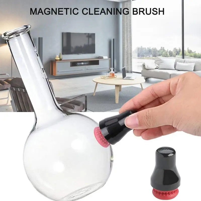 

Silicone Magnetic Cleaning Brush Industrial Cleaner Glass Spot Bottle Rubber Long Scrubber Glass Cleaning Brush For Vase