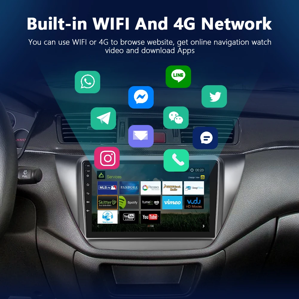 Автомагнитола Podofo 2DIN Android 4G для Mitsubishi Lancer 9 CS 2000-2010 мультимедийный видеоплеер