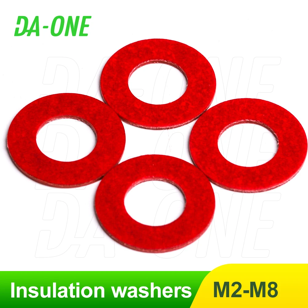 

Red Fiber Insulating Flat Washer Insulation Plain Gasket Ring Meson Spacer 100 Pcs for Motherboard Screw bolt M2 M3 M4 M5 M6 M8