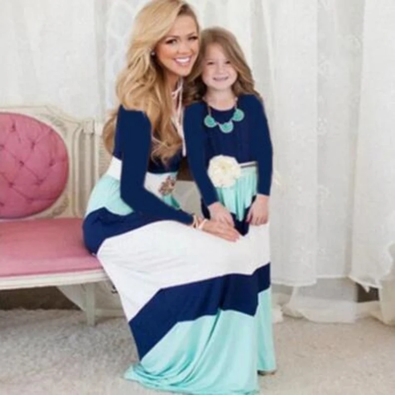 

Mom and Daughter Dress Spring Autum Long Sleeve Mother Daughter Dresses Family Matching Outfits Mommy and Me Clothes