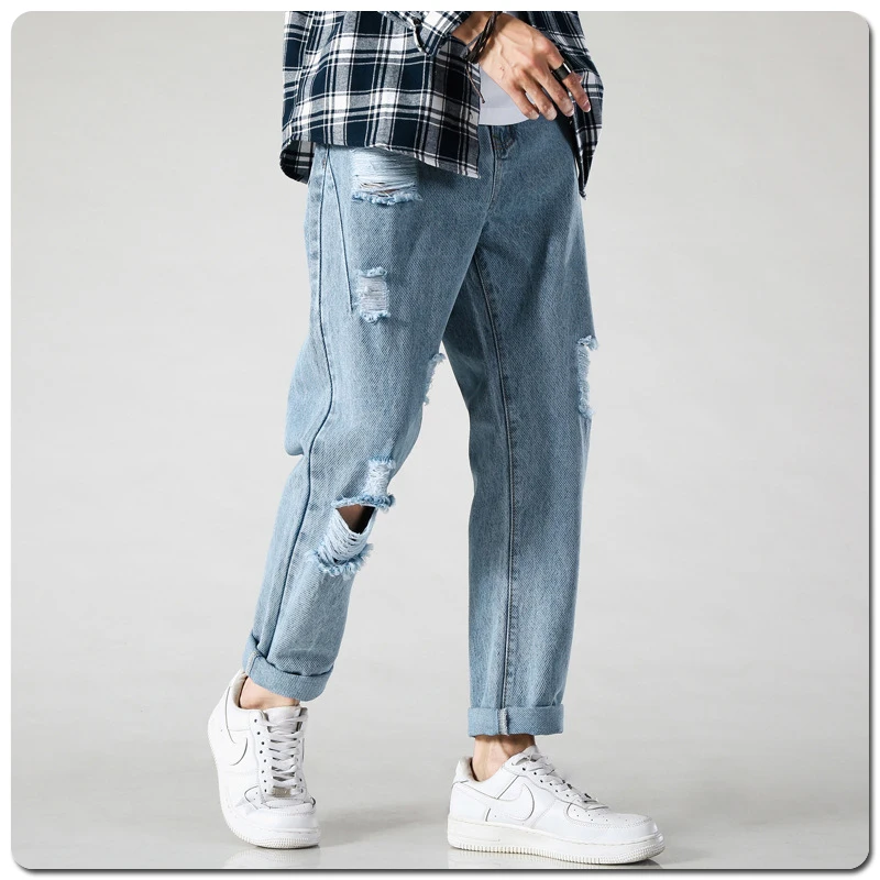Kenntrice 2022 Ripped Jeans Casual Baggy Stylish Spring Hip Hop Fashion For Man Wide Designer Autumn Streetwear Trend Streetwear