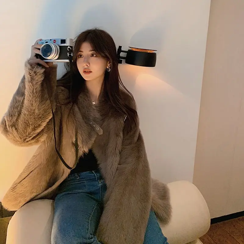 Fashionable Motorcycle Jacket Top Women's 2022 Autumn And Winter New Versatile Young Short Faux Fur Coat Fashion