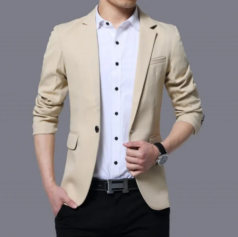 

2023 New Fashion Spring and Autumn Casual Men Blazer Cotton Slim England Suit Blaser Masculino Male Jacket Blazer Men Size M-5XL