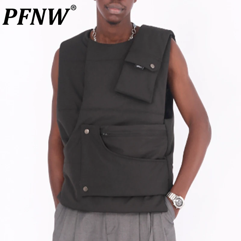 

PFNW Summer Men's Tide Original Deconstructed Multi Pockets Design Vest Fashion Versatile Tactical Streetwear Waistcoat 12Z1780