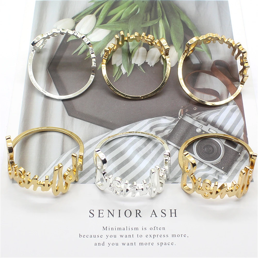 

Alloy Metal Valentine's Day Napkin Ring Alphabet Prayer Alloy Blessing Kitchen Party Hotel Towel Rack Wedding Table Decoration