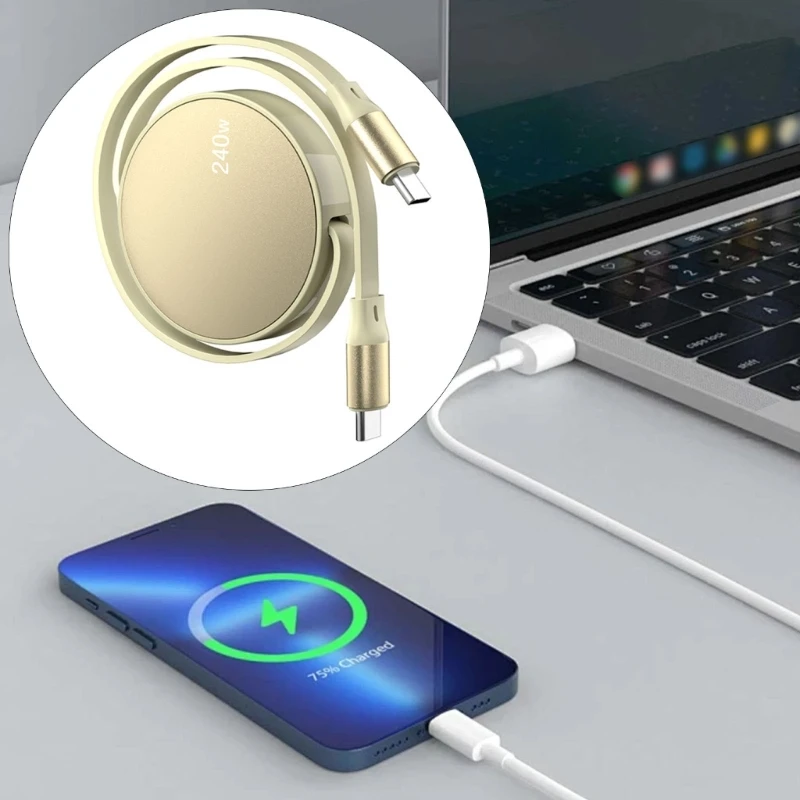 Выдвижной кабель USB C 240 Вт тип шнур для быстрой зарядки зарядное устройство 480