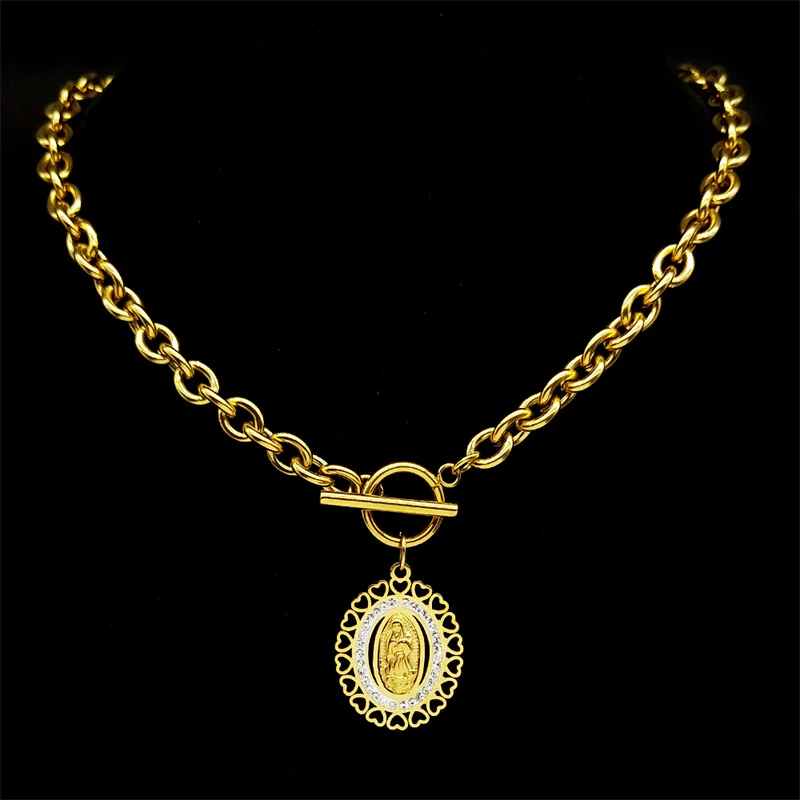 Сердце Девы Марии Богоматери Гваделупской ожерелье браслет комплект для женщин