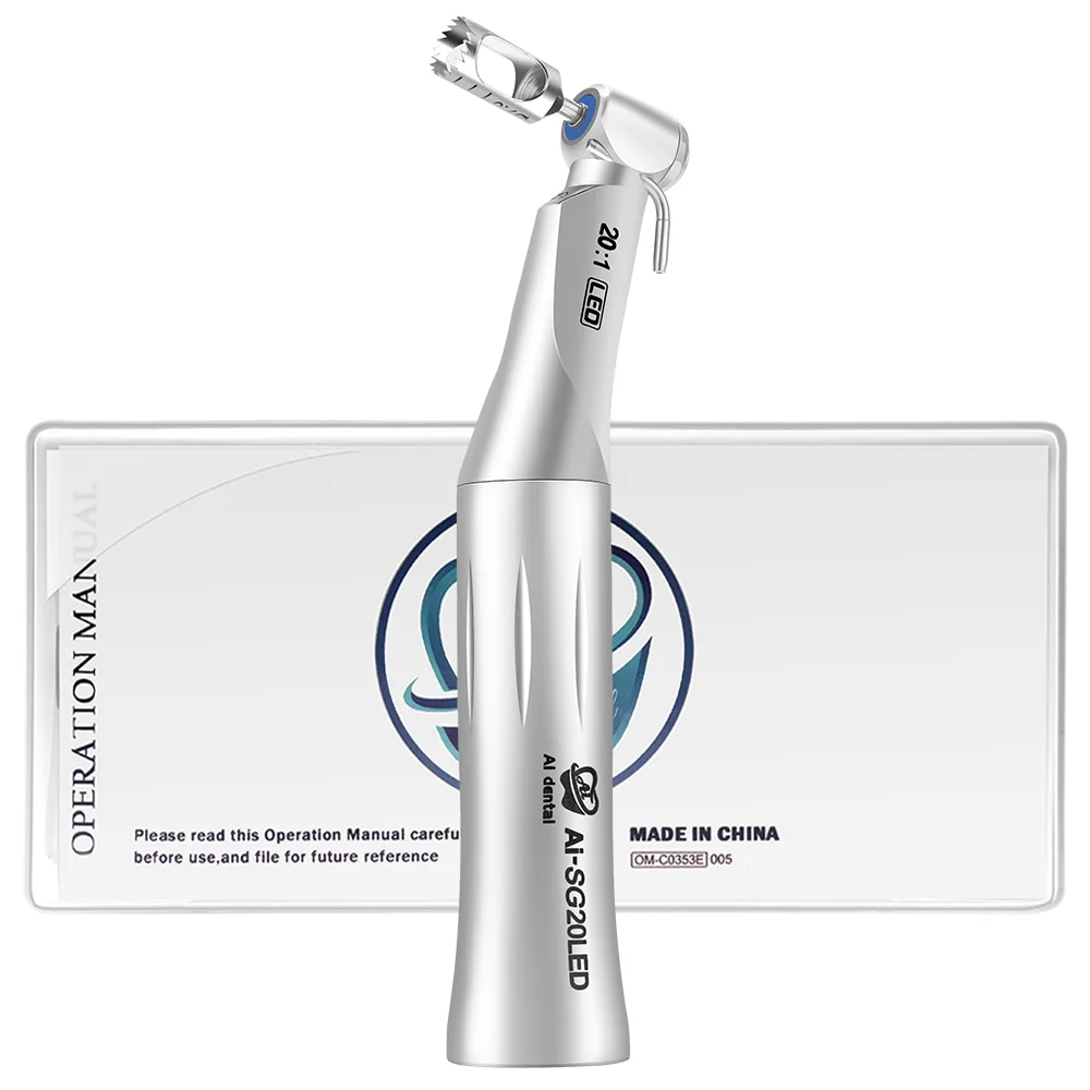 

AI-SG20LED Dental Implant Handpiece 20:1 Reduction LED Contra Angle Low Speed Hand Piece With Self-Generator