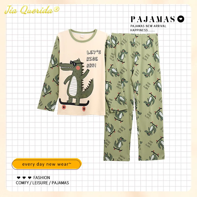 Cotton Sleepwear Winter Autumn Long Sleeve Cartoon Printing Couple's Nightwear Couple Pajama New Fashion Mens Womens Loungewear