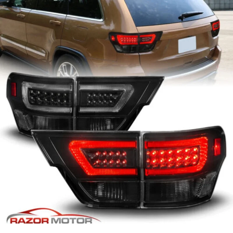 

2011-2013 For Jeep Grand Cherokee Black Smoke 4PCS LED C Bar Tail Lights Pair RH LH