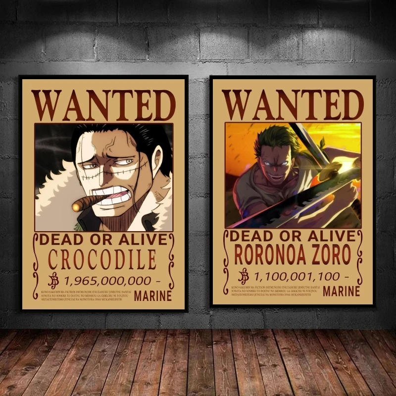 

Print On Canvas One Piece Crocodile WANTED Decorative Decoration Paintings Modern Home High Quality Art Birthday Gifts