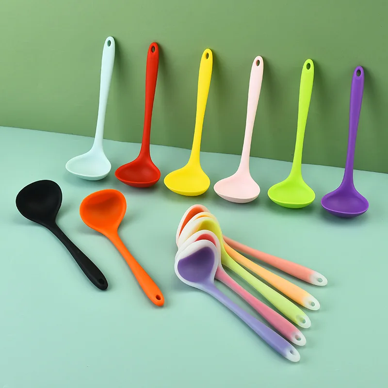 

Small multi color style integrated non stick pan silicone longhandle soup spoon catering supplies spoon kitchen cooking utensils