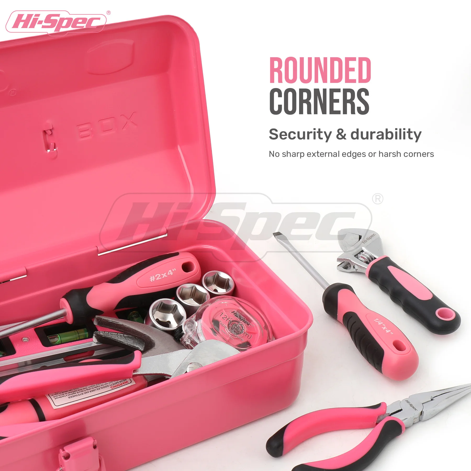 Hi-Spec 1pc Metal Tool Case Pink Steel Barn Style Iron Box Portable Storage Container Empty Organizer Suitcase Toolbox | Инструменты
