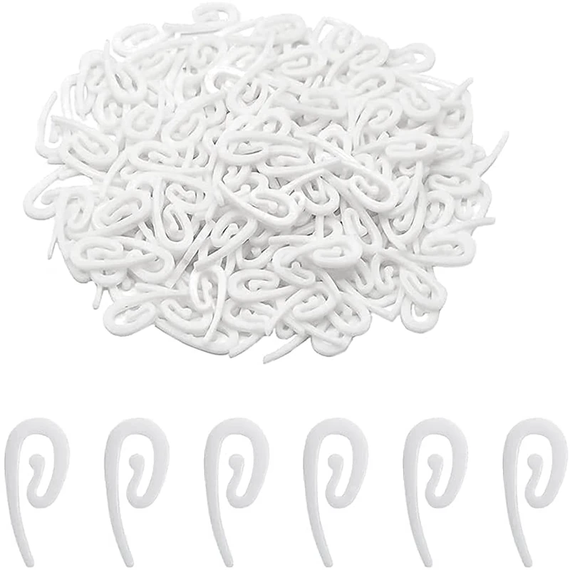 

58Pcs Plastic Curtain Hooks Drapery Hook Pins for Window Curtain, Door Curtain and Shower Curtain, White
