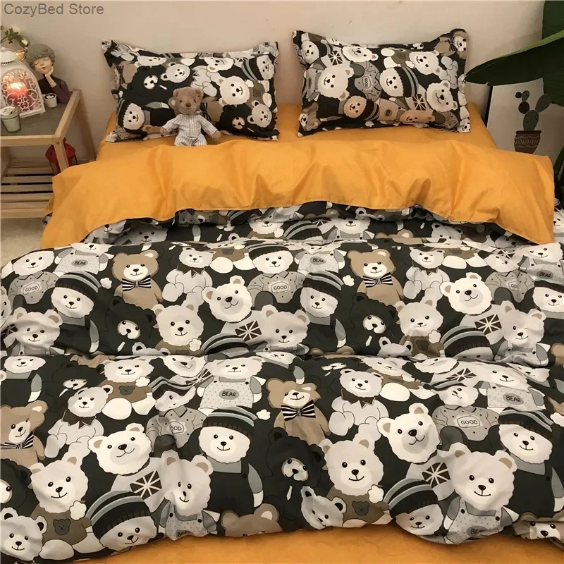 Комплект постельного белья мягкое синее покрывало с принтом пододеяльник для