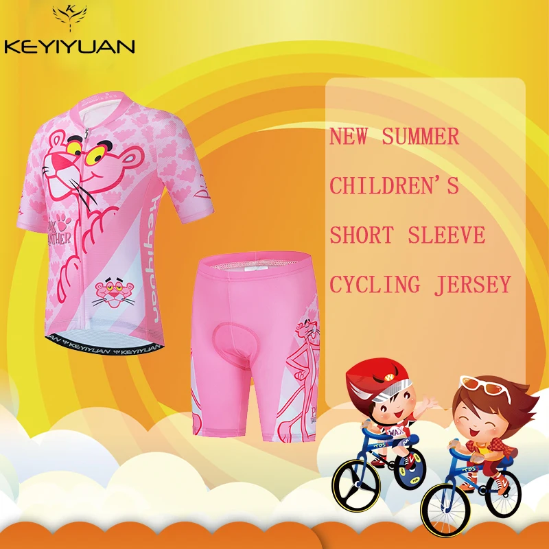 

KEYIYUAN 2022 Summer Kids Short Sleeve Cycling Jersey Set Boy Girl MTB Clothing Child Bicycle Wear Suit Maillot Cyclisme